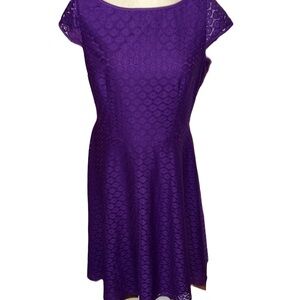 Vintage Evan-Picone Black Label Purple Lace Overlay Dress 10